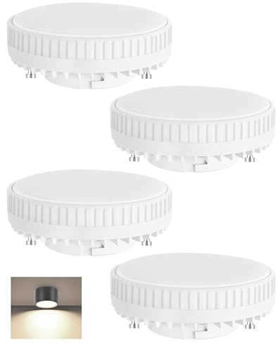 DAFNE Lot de 4 ampoules LED GX53, lumière blanc chaud 3000K, 7W, remplace les ampoules halogènes, 700 lumens, spots encastrés LED GX53, non dimmables, idéaux pour l'éclairage de lecture et de meubles