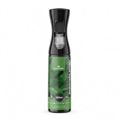 NatureHolic Monstera Blattspray 250 ml – NPK-Blattdünger für Zimmerpflanzen mit Spurenelementen & 100% pflanzlichen Wirkstoffen – ungiftig für Haustiere, ideal für Fensterblatt & Co.