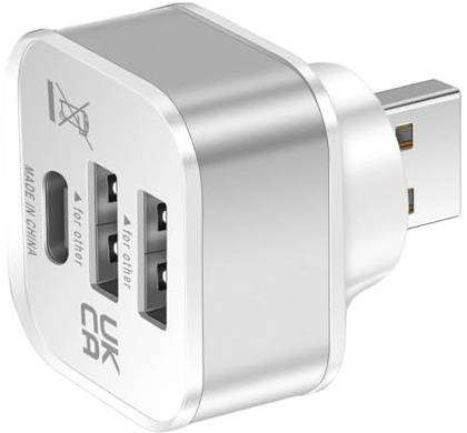 Nucelit Espansore di ricarica USB a 3 porte USB di tipo C Adattatore per slot USB Extender Accessori elettronici per auto Ricarica per dispositivi
