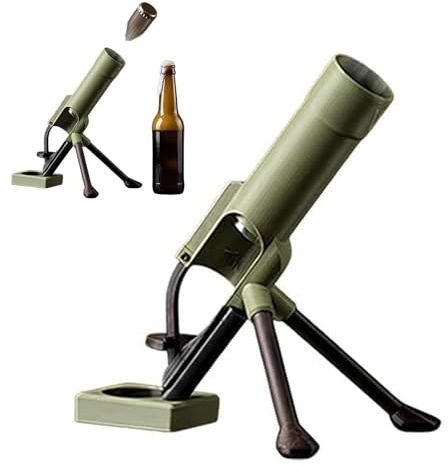 Abrebotellas de mortero para botellas de cerveza, abridor de botellas de cerveza de mortero, lanzador de tapas táctico de alta resistencia, abridor de empuje hacia abajo con manos libres (#A)