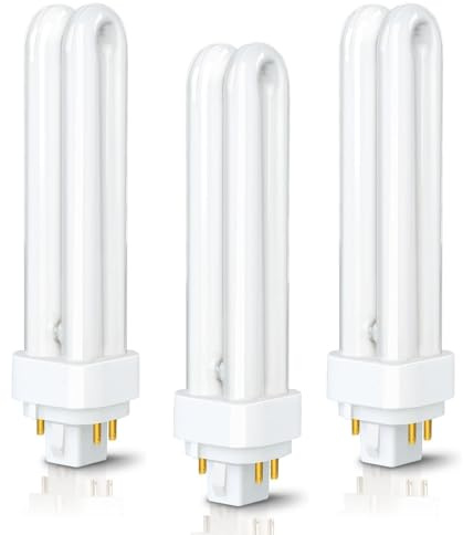 Draymora 3 Pack G24q-2 4 Pin Compact Fluorescent Bulb 18W PLC G24q-2 Warm White 2700K 1250LM 2U Double Turn Tube Energy Saving Light Bulbs 4 Pin Light Bulbs for Corridor Bathroom Bedroom Kitchen