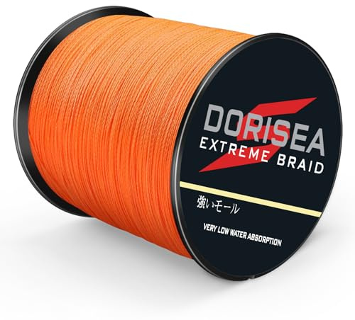 Dorisea Extreme Braid Fil de pêche tressé 100 % polyéthylène 300 m Test 2,7 à 136 kg Orange 13,6 kg/0,26 mm