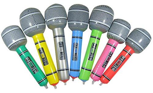 The Glowhouse Inflatable Musical Instruments Inflatables Guitar Saxophone Microphone For Party Supplies Party Favours Balloons Random Colour (4 Microphones)