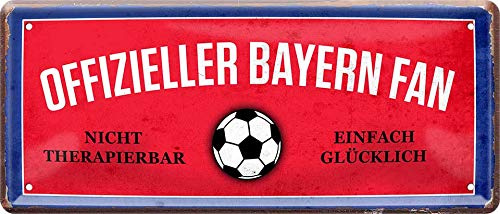 schilderkreis24 - Blechschilder Hier wohnt EIN Bayern Fan Deko Metallschild Schild Artikel Geschenkidee Männer 28x12 cm