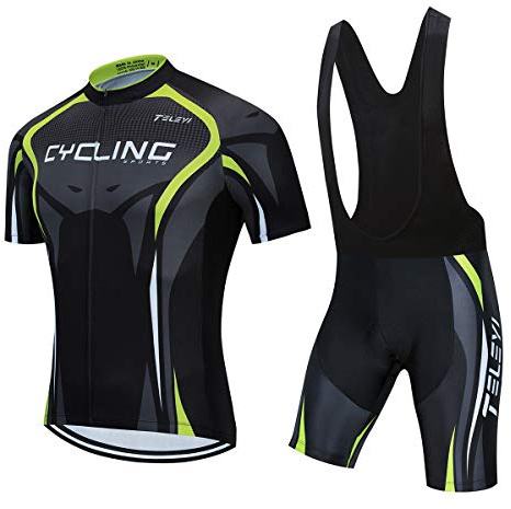 Herr cykeltröja set, sommar pojkar haklapp shorts kostymer mountainbike cykling kläder set cykling ridning tröjor andas, 40, Chest 37.8-40.2, Waist 26.7-34.7=Tag L