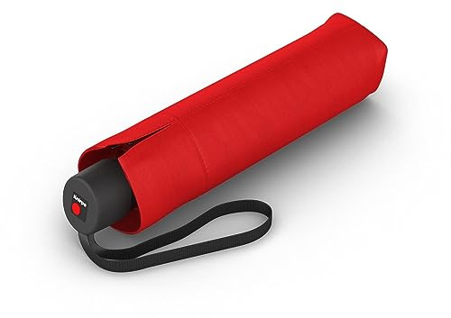 Knirps I.050 Taschenschirm manual kleiner Reiseschirm windstabil & leicht | Regenschirm Rot – leicht, großes 98 cm Schirmdach für 2 Personen, kompakt, inkl. Schutzhülle, ideal für unterwegs