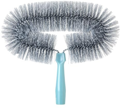 Vigar - Plumero - para Limpiar Techos, Ventiladores y Muebles Altos - 31 x 8 x 30 cm - Cepillo Atrapapolvo Multiusos - Gris y Azul