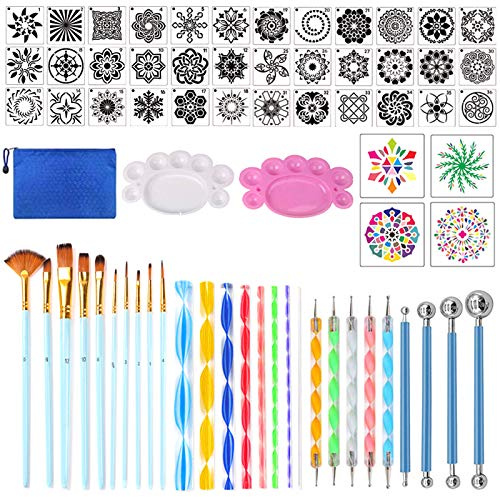 Opaltool 70 Stück Mandala Werkzeug Dotting Tools, Mandala Rock Punktierung Werkzeuge für Felsmalerei Färbung Zeichnen Zeichnen von Kunstbedarf (Keine Farbe Enthalten)