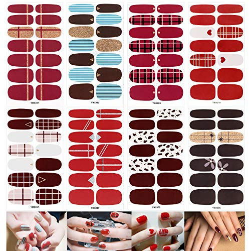 VETPW 8 Fogli Adesivo Smalto per Unghie Nail Art Copertura Completa 3D Nail Stickers, Autoadesivo Unghie Adesivi Decalcomanie, Unghie Manicure le Punte Decorazioni