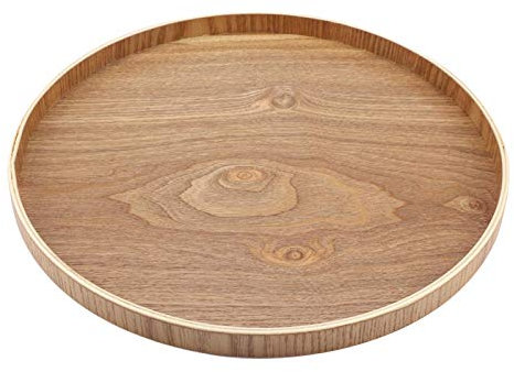 Bandejas de Servir Redondas, de Bandeja de Servir de Madera de bambú amistoso amistoso para la Bandeja de la Ensalada de la Fruta de la Comida (12,9 Pulgadas)
