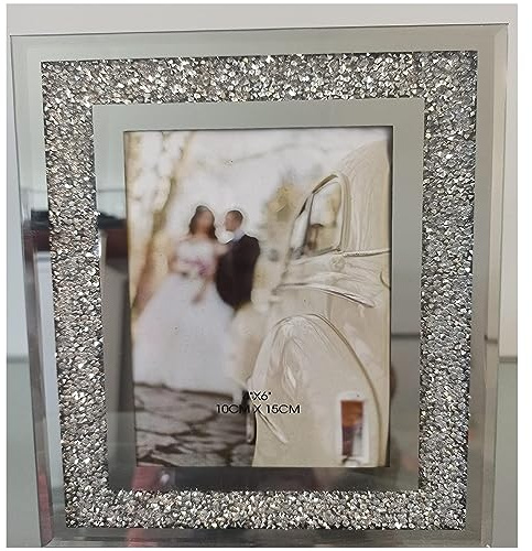 Deenz 8×10 Inches Crushed Glass Crystal Diamond Photo Frame Home Decor, Gift, The World'S Largest Picture Frame Collection Of Deenz Store