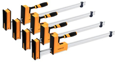 POWERTEC 71368-P2 Woodworking Parallel Clamps 24-Inch | Jaw Bar Clamp Spreader Tool | 4PK
