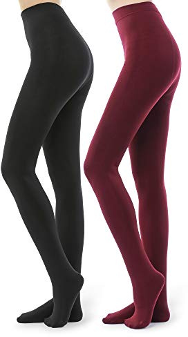 WAKUNA 2 Pairs Women 100D Opaque Fleece Lined Warm Winter Tights