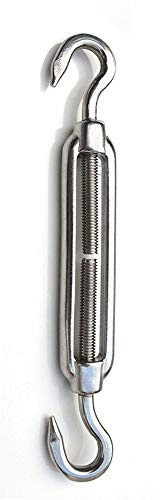 Spannschloss Draht Spanner aus Edelstahl, M10 Verstellbare Spannschloss mit Haken für Seile, Kabel, Spurstangen