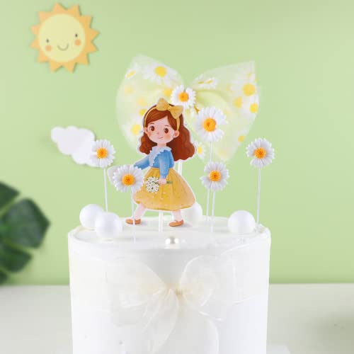 Cake Toppers,Gänseblümchen Tasse Kuchen Toppers Zahnstocher Flaggen 7 Stück Kuchen Cupcake Topper für Kinder Baby Party Geburtstag Party Kuchen Dekoration