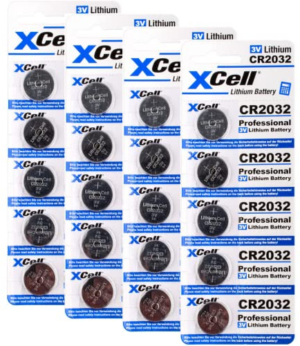 20er Set CR2032 Lithium-Knopfzelle 3V / 220mAh (4x5er Pack) Lithium Hochleistungs- Batterie Für Professionelle Anwendungen