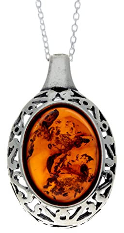 SilverAmber Jewellery Echter baltischer Bernstein in Cognac & Sterlingsilber Klassischer keltischer Anhänger ohne Kette – AX202