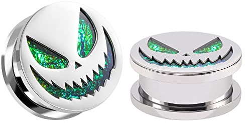 COOEAR 1 Pair Gauges Earrings Circle Fake Opal Tunnel Ear Plugs Flesh Stretchers Expander 8 mm to 25 mm, 0g(8mm), Opal, Sandstone