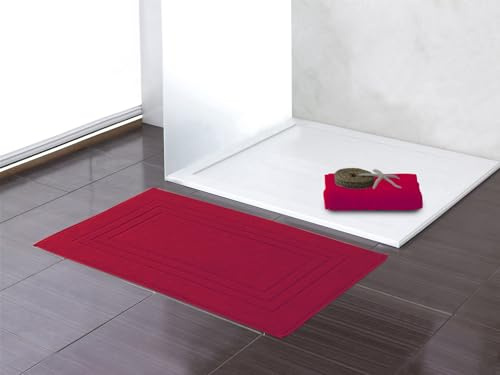 Class Home Collection 2er Pack Frottee Badvorleger | Doppelpack Duschvorleger 50x70 cm | Bordeaux