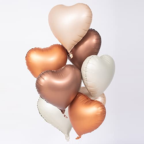 Herzluftballons 18 zoll Herzballons Herz Folienballon Folienluftballon für Valentinstag Hochzeitsdeko Verlobung Geburtstag Party Dekoration 8 Stück （Weiß+Hellbraun+Dunkelbraun+Schokolade）