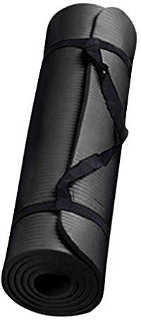 Yogamatte Rutschfest Gymnastikmatte TPE Fitnessmatte für Yoga Übungsmatte mit Tragegurt Sportmatte, Pilatesmatte Yogamatte Rutschfest (Black, 60 x 25 x 1.5cm)