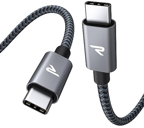 RAMPOW Câble USB C vers USB C 100W PD, Charge Rapide Nylon Tressé 1M | Type C, Compatible avec iPhone 17/16/15 Pro Max, MacBook Neo, iPad Pro/mini, Nintendo Switch, Galaxy S26/25, Google Pixel