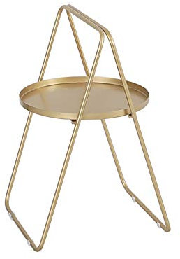 Metall-Beistelltisch, moderner A-förmiger runder Tabletttisch, Schlafzimmer-Balkon-Aufbewahrungstisch, tragbarer Couchtisch (Größe: 44 x 40 x 67 cm, Farbe: Gold)