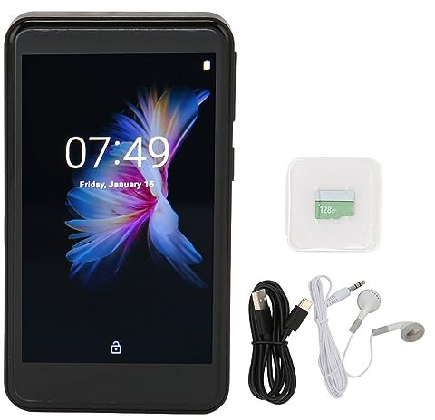 MP3-spelare med Bluetooth, 3,6 Tums Pekskärm Förlustfritt Ljud MP4-spelare med FM-radio, Röstinspelare, Elektrisk Bok, Bärbar MP3-musikspelare för Barn, Vuxna (Svart)
