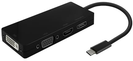 AISENS Conversor USB-C A DP/DVI/HDMI/VGA. USB-C/M-DP/H-DVI/H-HDMI/H-Vga/H. Negro. 15cm
