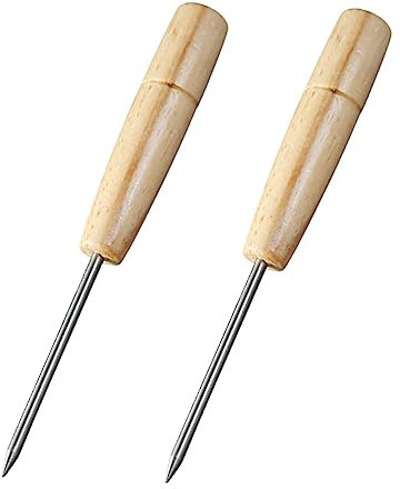 Zerodeko Eispickel aus Edelstahl mit Holzgriff Manueller Eiszerkleinerer für Riegel und Restaurants Kompakt Verstaubar 2 Stück