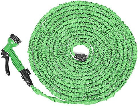 OHMG Flexibler Gartenschlauch wasserschlauch 15M,Expandable Garten Schlauch,Flexible Magic Schlauch Mit 3/4, 1/2 Fittings,7 Funktionen Garten Handbraus,Haustier Autowäsche (Grün (5-15 Meter))