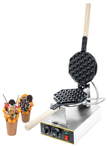 DFANCE Maquina De Gofres Gofrera Profesional Waffle Bubbles,Sarten Gofres Girario 180 Grado,Ajuste de Temperatura 50-250℃,Gofrera Eléctrica 3-5min de Horneado Uniforme(Size:Cabeza única)