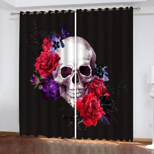YZQGLHP Gardinen Schwarz Vorhänge H145 x B135 cm Mode Verdunklungsvorhänge 2er Set Schiebe Schallschutz Polyester Vorhang mit Ösen für Schlafzimmer Wohnzimmer
