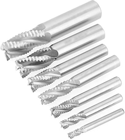 Schaftfräser-Bits, Fräser, HSS-Schaftfräser, Fräser, Schruppen, Spanbrecher, 7 Stück/Set, 4 Schneiden, 6–20 Mm, Hartmetall-Schaftfräser