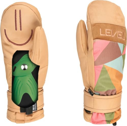 Level Phantom Ski & Snowboard Mittens – Waterproof Goat Leather, Biomex Wrist Protection, Membra‑Therm Plus Waterproof Insert, Under‑Cuff Fit, Shock‑Absorber Palm, Warmth 3000 – PK Brown, 8 - M