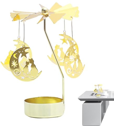 Rotating Candle Holder - Tea Light Candle Tray, Rotating Candle Holder Carousel | Thermal Powered Windmill for Table Decoration, Restaurant Wedding, Home Decoration