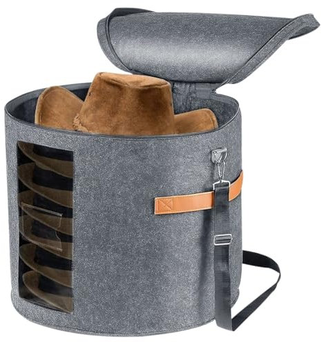SIIENNA Hutschachtel Hut-Aufbewahrungsbox, faltbar, Pop-Up-Kleidung, Schal, Kinderspielzeug, Organizer, Koffer, tragbar, verstellbarer Schultergurt FüR HüTe(Gray 48x43cm)