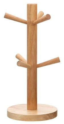 Shirene Tassenhalter,Brezelständer aus Holz für 6 Becher,Tassenständer,Tassenständer Holz,Becherhalter die Küche,Becherhalter die Küche für Küchentheke,Tee Kaffeetasse,Tassenhalter