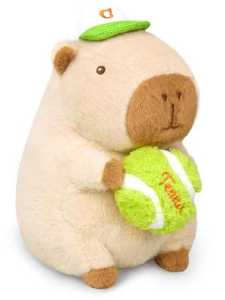 shownicer Peluche Capibara, peluche animale di stoffa Kawaii Capibara, cuscino in peluche, giocattolo cuscino da lancio, regalo per bambini e bambine dai 3+ anni (Tennis, 25 cm)