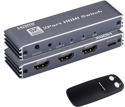 Switch HDMI, splitter 8K HDMI 2.1, supporta 8K a 60Hz, 4K a 120Hz, 1080P@240Hz, HDR10+, 3D, Dolby compatibile con PS5, Xbox, lettore Blu-Ray, ecc