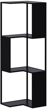 Snaweo 3 Tier Corner Bookshelf, Tall Book display shelf, Industrial Metal Open corner shelf, Multipurpose Display Organizer storage rack, Etagere in Bedroom Office(Black)