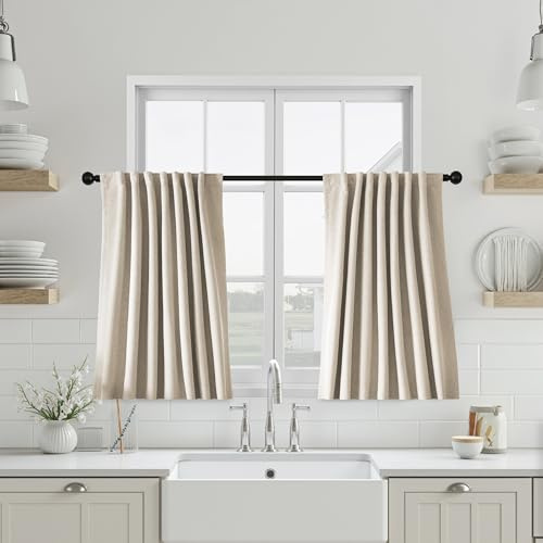 UHITECH Oatmeal Short Blackout Curtains for Small Window 40 Inch Long | Thermal Insulated, Suitable for Kitchen/Bedroom/Living Room/Basement, Privacy, Noise Cancelling, Outdoor, Neutral, 2 Panels