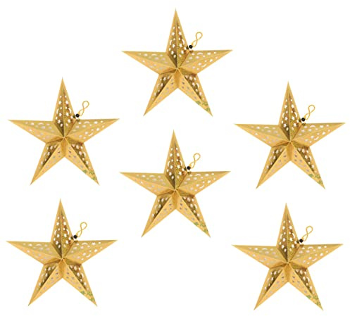 TEHAUX Paralumi a Forma Di Stella in Carta Spessa 30 Cm, 6 Pezzi, Decorazioni Per Interni, Soggiorni, Matrimoni, Compleanni, Decorazioni Pendenti
