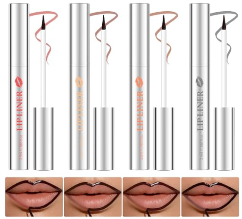KYDA 4 Pcs Peel Off Lip Liner Stain, Long Lasting and Waterproof Lip Tint Set, Matte Nude Finish Quickly Dry Lip Stain-Vegan & Cruelty-Free