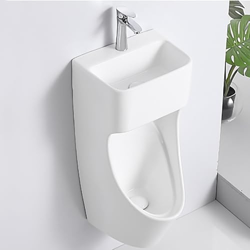 Urinoir mural pour homme avec lavabo – Design en céramique anti-éclaboussures facile à nettoyer Idéal pour une utilisation nocturne Solution de salle de bain peu encombrante