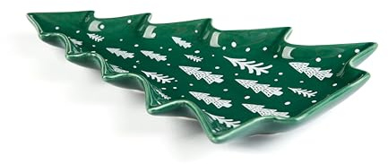Excelsa Green Winter, Piatto Natalizio a Forma di Abete in Ceramica