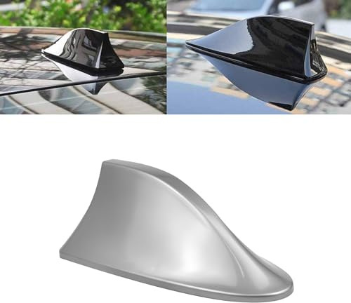 HOPASRISEE Keluvo Haifischflossen-Autoantenne, Autoantenne mit VerstäRker, Haifisch Antenne Auto, Am/Fm mit Verstaerker, Widerstand Reduzieren und Ohne Bohren Installieren(Grau)