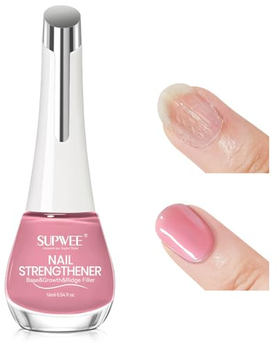 SUPWEE Durcisseur à ongles avec couleur rouge rose - Durcisseur à ongles à séchage rapide pour augmenter la dureté et la résistance à la rupture des ongles - Multifonction - Gardez vos ongles en bonne