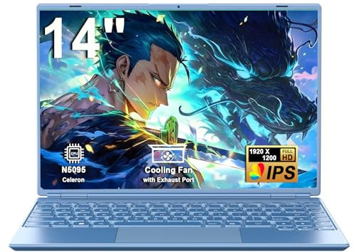 HUQPPQ 14 FHD Laptop for Students & Work, 8GB RAM+256GB SSD, Win11 Portable Laptop For Home Dual Core Processor Smooth Multitasking, Support 2.4G/5G WiFi, BT4.2 Blue