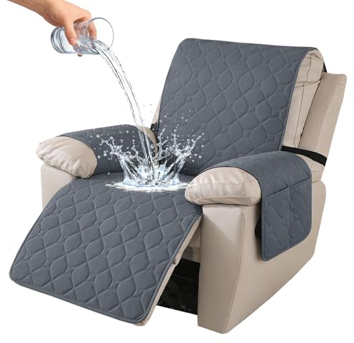 Ystyle Funda Sillon Relax Reclinable 1 Plaza, Funda Butaca Reclinable Impermeable con Banda Elástica, Antimanchas y Antiarañazos, Fundas Lavables para Sillas Reclinables, Gris Oscuro
